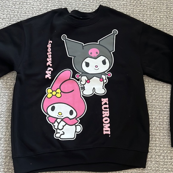 Kuromi Black Sweatshirt Sweatpants Set Sanrio Hello Kitty My Melody Jogger Top M - Picture 4 of 9